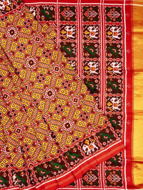 Yellow Manekchowk Patan Patola Saree by Nirmal Salvi