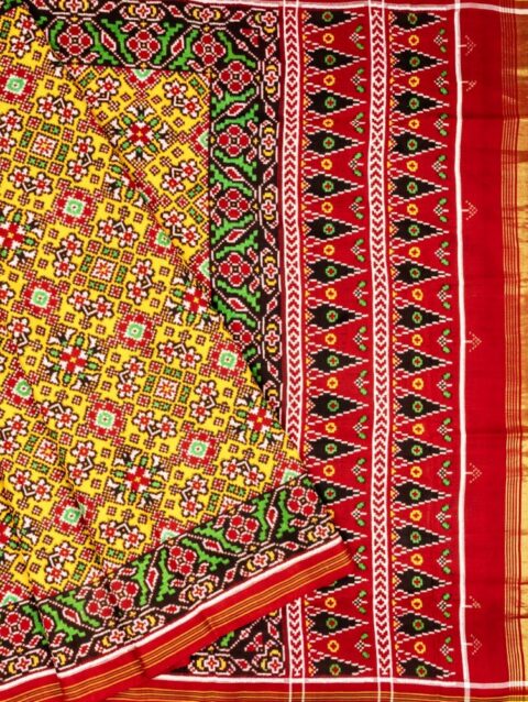 Yellow Navratna Patan Patola Saree by Nirmal Salvi