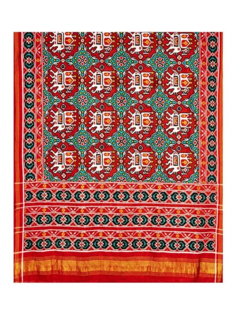 Green Chabdi Ma Hathi Patan Patola Saree by Nirmal Salvi