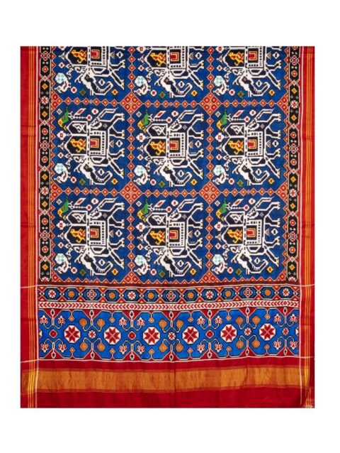 Blue Hathi Savari Big Patan Patola Saree by Nirmal Salvi