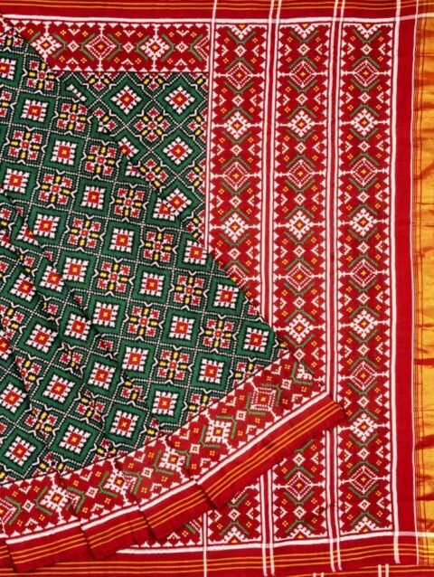 Green Chokhtha Bhat Patan Patola Saree by Nirmal Salvi
