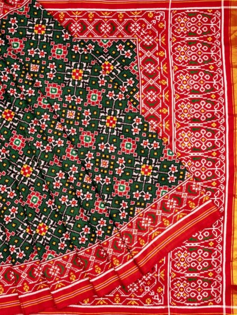 Green Navaratnam Patan Patola Saree by Nirmal Salvi