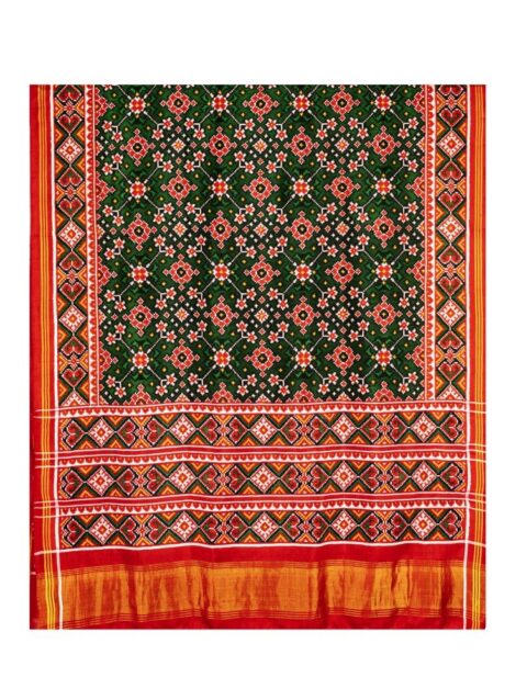 Green Navaratnam Patan Patola Saree by Nirmal Salvi