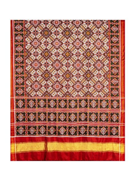 White Manekchowk Patan Patola Saree by Nirmal Salvi