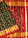 Traditional Single Ikkat Patola Saree in Green with Rich Red & Gold Border
