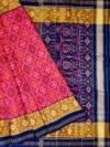 Pink & Royal Blue Floral Motif Semi Ikat Patola Saree