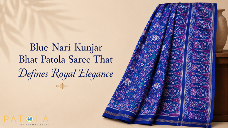 Blue Nari Kunjar Bhat Patola Saree That Defines Royal Elegance