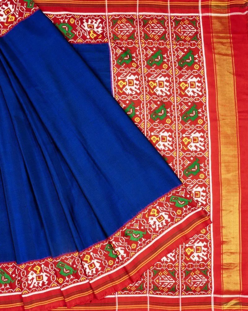 Blue Plain Galo Patan Patola Saree