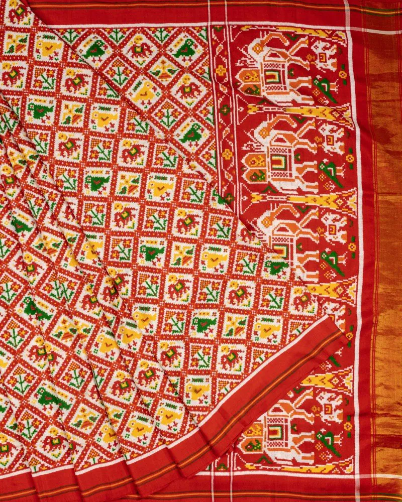 Exclusive Orange Narikunjar Patan Patola Saree