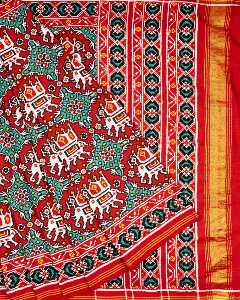 Green Chabdi Ma Hathi Patan Patola Saree