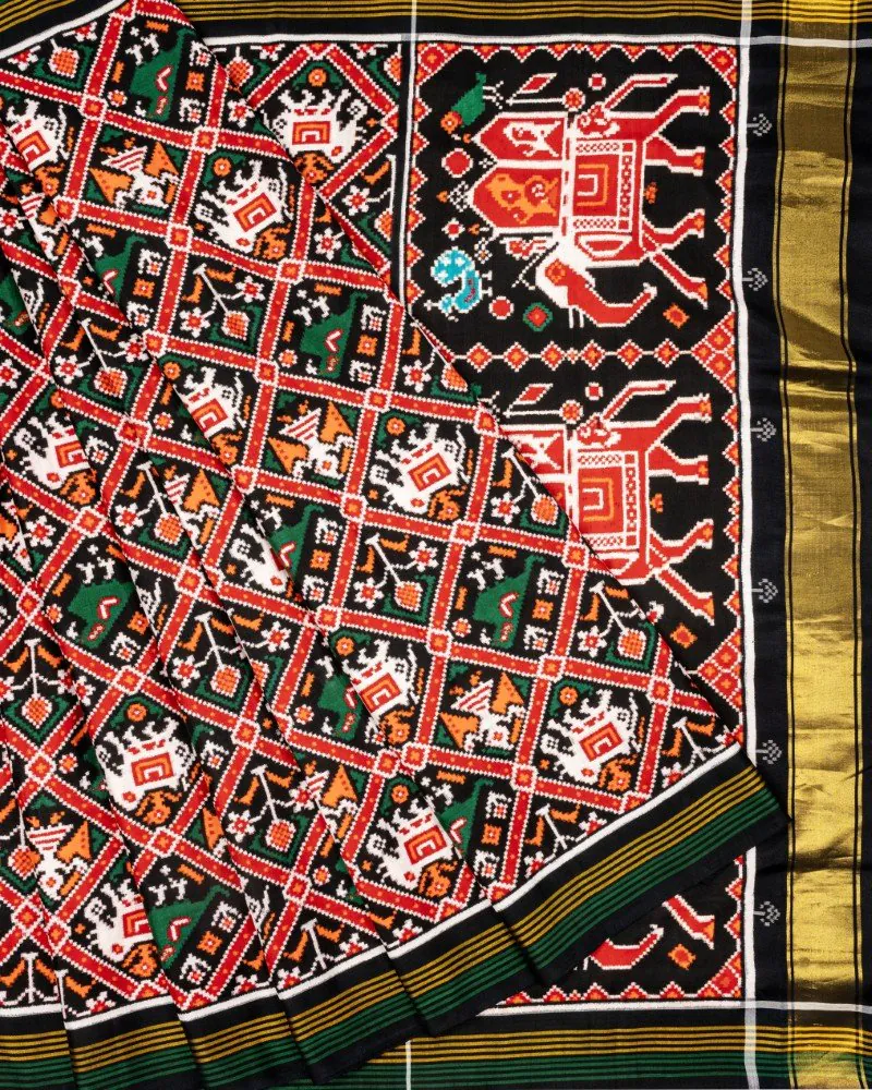 Brown Narikunjar Patan Patola Saree