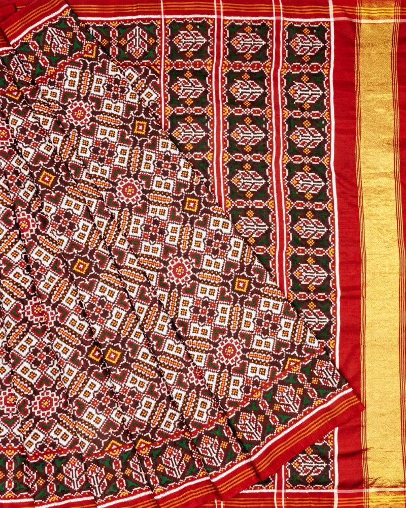 White Manekchowk Patan Patola Saree