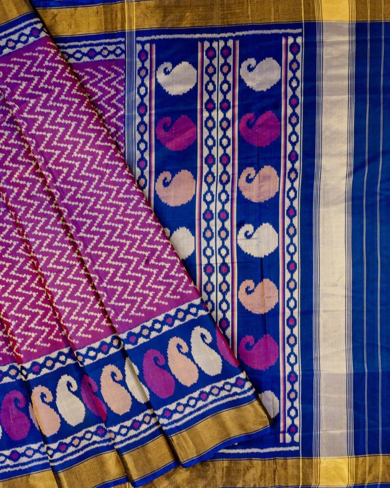 Magenta Keri Bhat Single Ikat Patola Saree