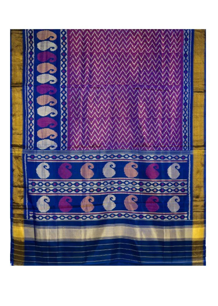 Magenta Keri Bhat Single Ikat Patola Saree - Image 2