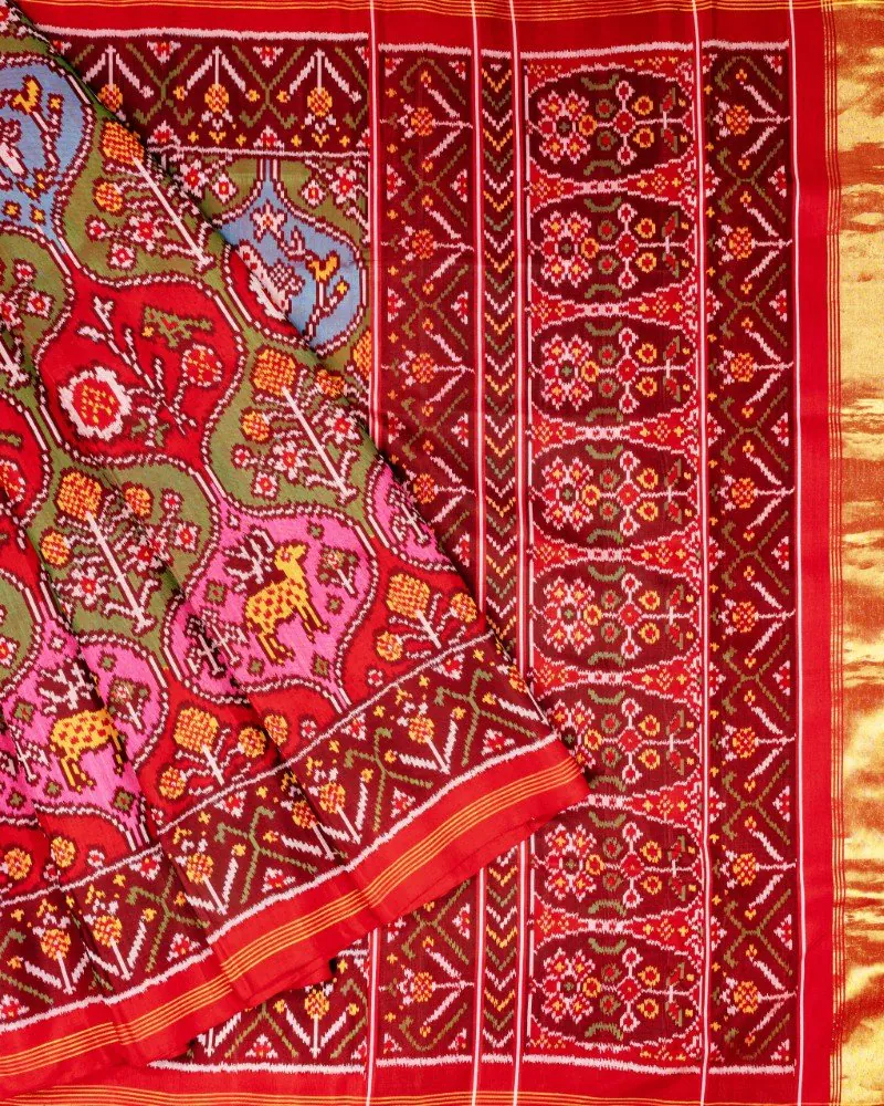 Exclusive Pan Bhat Semi Ikat Patola Saree