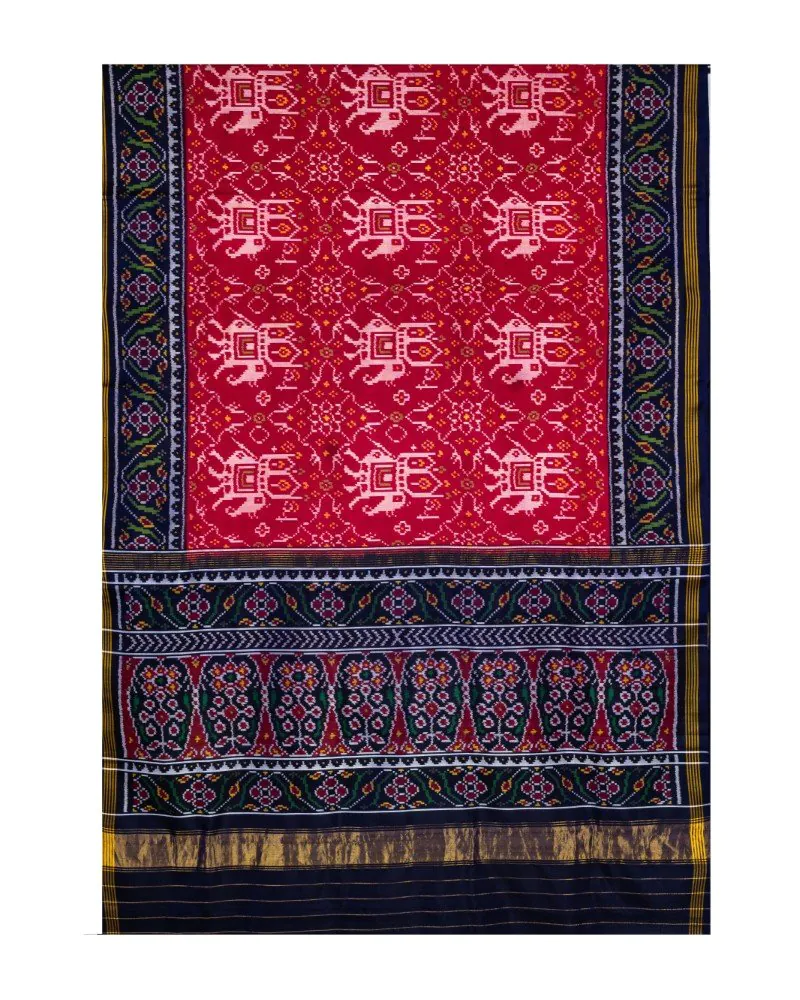 Pink Chabadi Ma Hathi Semi Ikat Patola Saree - Image 2